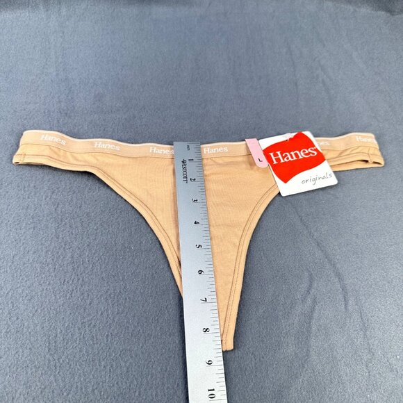Hanes Originals Women's Size Large 7 Panty Thong Beige New With Tags - Picture 7 of 8